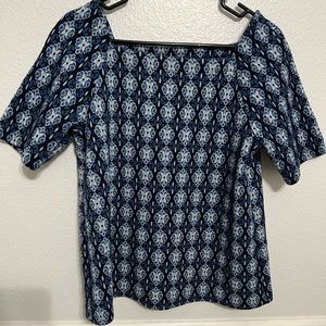 Loft blue and white flower pattern shirt